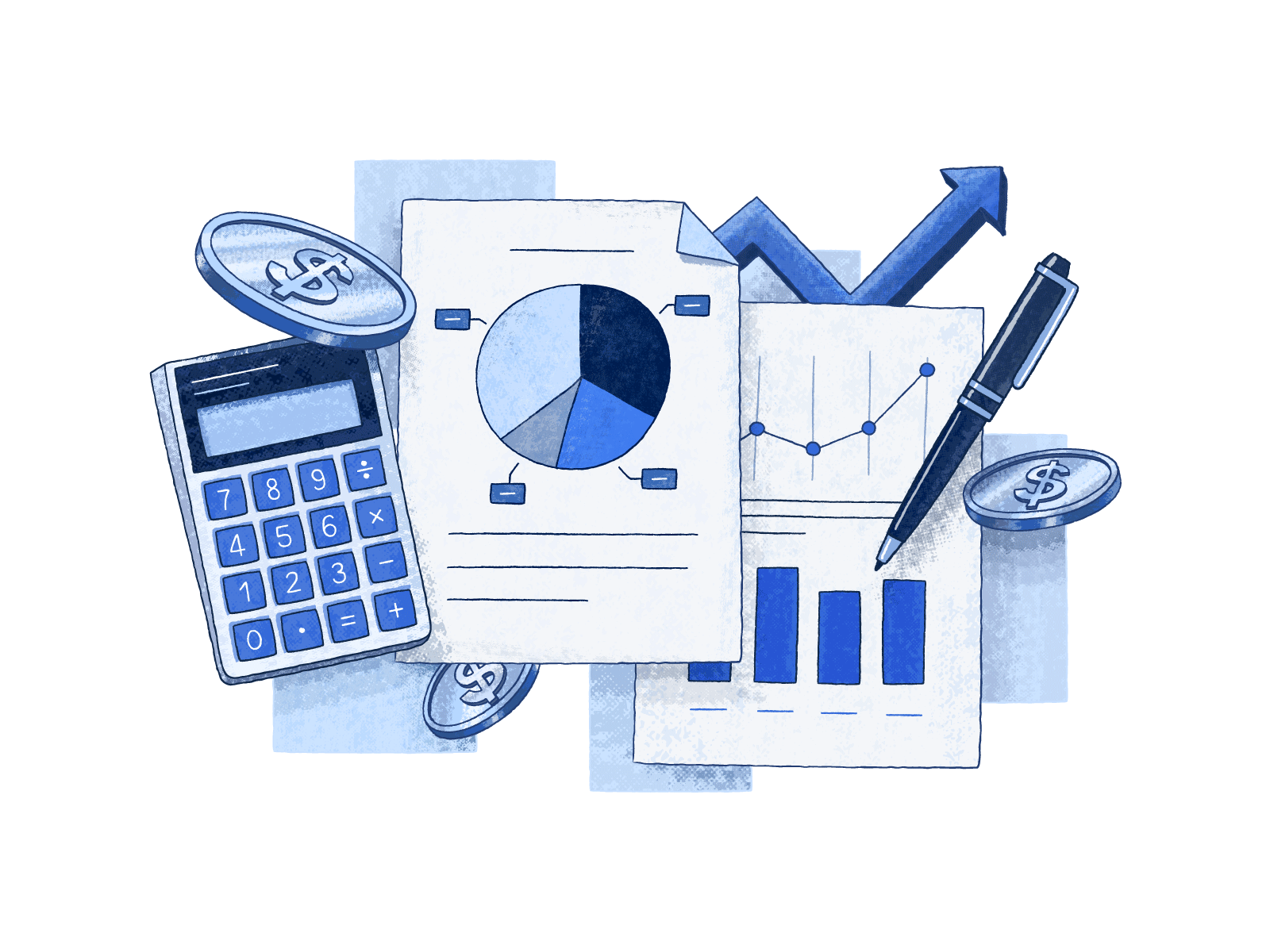 Corporate illustrations #3 bars brush calculator chart company design diagram document finance form idea illustration money texture vector