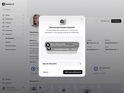 Camera permission — Untitled UI camera permission minimal minimalism modal modern ui pop up popup product design ui ui design user interface user interface design