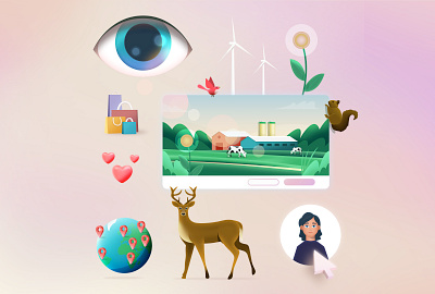 World Props animal deer eco eco friendly emoji energy eye farm flower green energy icon illustration renewable renewable energy suitcase sustainability sustainable wind turbine windmill world