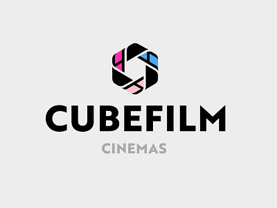 CubeFilm bold branding cinemas cube design entertainment film geometric logo logodesign modern