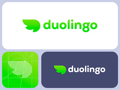 Duolingo - Logo Redesign brand branding creative logo culture d duolingo freelance logo designer green illustration jeroen van eerden language logo logo design logo grid modern logo monogram neon wing wings