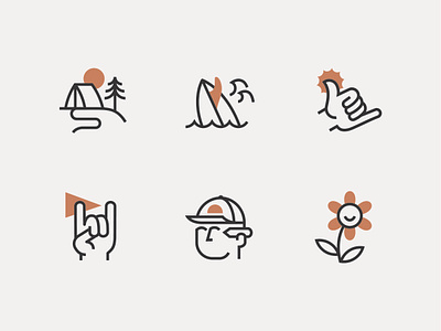 Creators of Stoke avatar camping icon design icon set iconography icons marketing positive shaka stoke surf vibe website