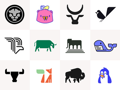 Logo Roundup - Animals 06 animal bear bird bison brand bull collection elephant fox inspiration life logo pantera penguin planet roundup symbol volume whale