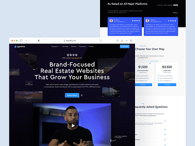 AgentFire website design digital hero landing page onepager pricing real estate real estate agent subscription design ui ux video introduction web web design website