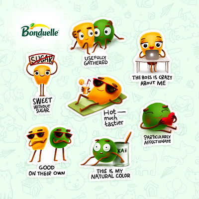 Bonduelle Stickers cartoon chara character illustration stickers telegram