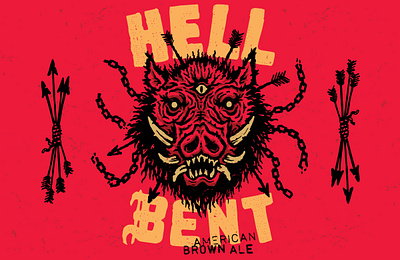 Hell Bent arrows beast boar chains drekker brewing hell hog illustration packaging