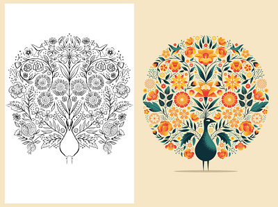 Gig Poster - Allah Las (OG Sketch) branding california concept design flowers foliage geometric gig poster illustration peacock poppy poster sketch vector