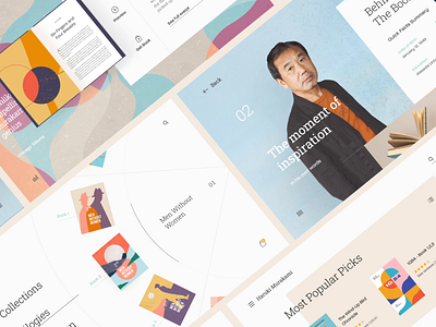 Haruki Murakami - Book Author Website/UI Compilation animation app board book cart design flat illustration interaction landing list page slider transition ui ux vector web website