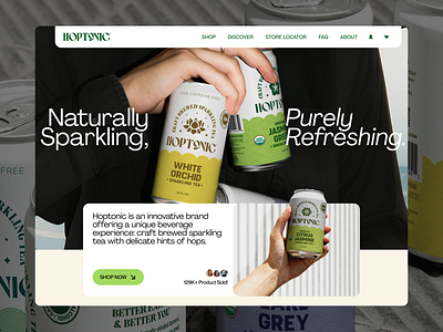 Hoptonic Tea - Product Website brand identity branding drink fb landing page marketplace minimal mockup online shop product ui ui design uiux web design website