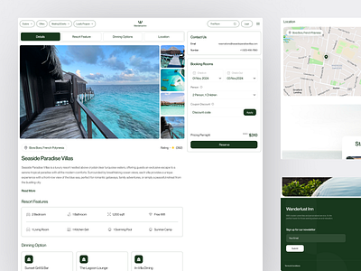 Wanderlust Inn - Destination Details Page adventure agency beach booking destination details holiday hotel inn landing page sea travel travel agency traveling ui vacation villa web web design website