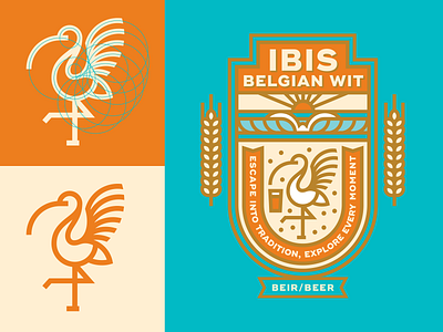 IBIS - Unused Concept badge beer belgian bird branding circles crest emblem grid guides ibis logo logo design matt vergotis process sun verg wave wheat wings