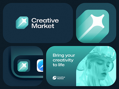 Creative Market Logo Redesign Concept ai blockchain branding crypto defi exchange fintech gradient icon identity lepisov lettering logo marketplace saas tech web3