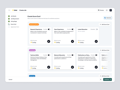 Tiimi - Create Score Card for Job Creation in a SaaS HRM candidate company hiring hr hrd hrm hrms hrs human resources job product design recruitment saas saas design scorecard team management ui ux web app web design