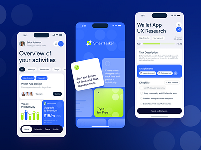 SmartTasker - SaaS Mobile App android app app design application application design arounda design ios app design mobile mobile app mobile app design mobile design mobile ui saas ui uiux ux