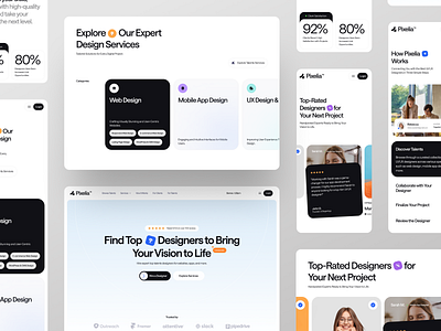 Pixelia – Talent Marketplace Responsive Website app design find job landing page marketplace minimal mobile responsive ui ui design uiux web design website