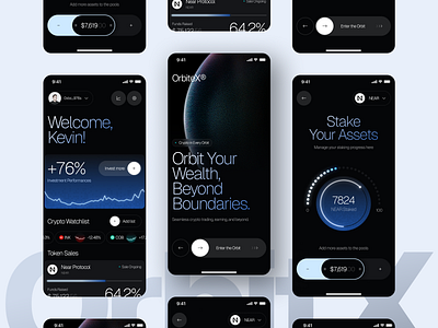 OrbitX - Crypto Web3 Mobile Apps app crypto dark finance homepage minimal mobile app on boarding ui uidesign uiux web app web design website