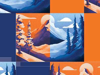 Mountain Grid | Which One? art artwork beauty color digital drawing environment illustration landscape mountain mountains nature palette pine pines procreate scape series snow texture