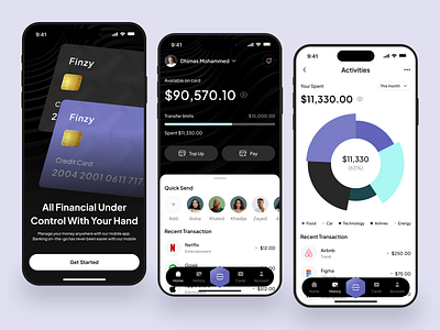 Finzy - Finance Mobile App banking banking app card clean design finance finance app financial fintech fintech app minimalist mobile mobile banking mobileapp money statistic app ui ui design uiux wallet