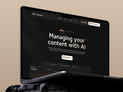 Contentium landing page ai branding cms creative dark design designstudio graphic design home page illustration interface landing page product design reviews saas ui ui ux uidesign web design web ui