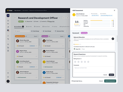 Tiimi - Add Assessments for Candidates in SaaS HR Management assessment candidate company contract employee management hiring hr hrd hrm hrms hrs job product design recruitment saas saas design team management ui ux web app