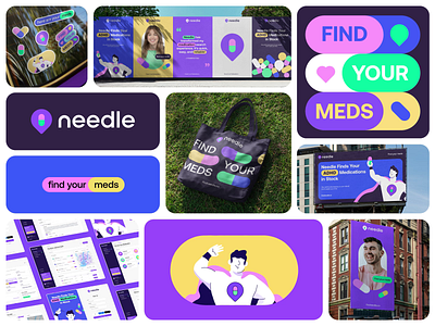 Needle Branding and Website Project animation bag brand identity branding dashboard doctors drugstore find healthcare icon illustration location logo medicine meds pharmacy pin posters print uiux