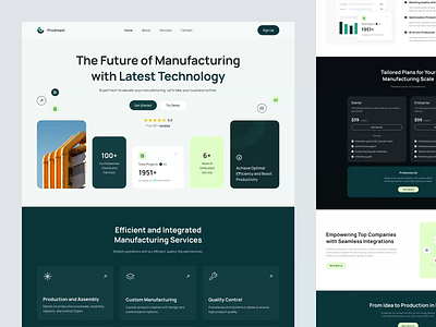 Prodmast - Manufacturing Landing Page animation b2b construction dipa inhouse engineering factory industrial industry landing page manufacture manufacturing modern production saas startup technology tools ui design uiux web design